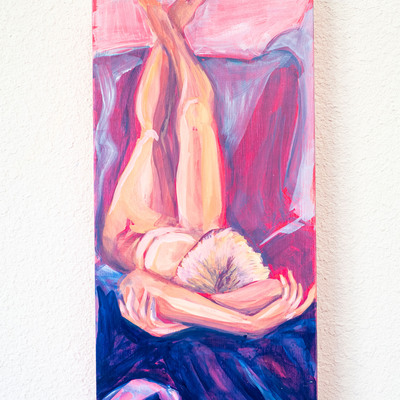 Pink foreshortened - figure study