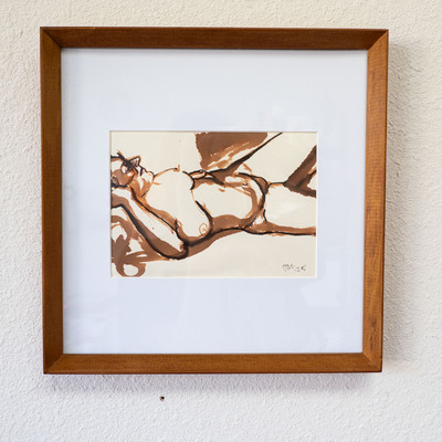 Reclining ink - figure study