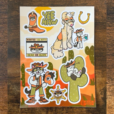 Lil kitty western sticker sheet