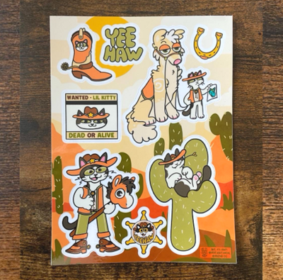 LIL KITTY WESTERN Sticker Sheet