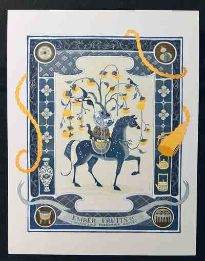 Wandering Persimmon Grove risograph print