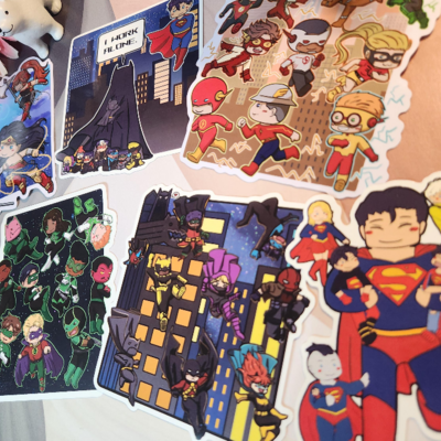 Dc 'fam' 4" stickers