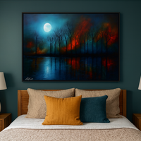 Dreamy Night Forest Scene with Full Moon Artwork - Thumbnail 2