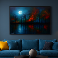 Dreamy Night Forest Scene with Full Moon Artwork - Thumbnail 1