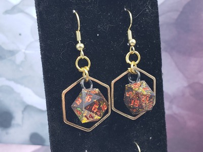 Gold Hex Dice Earrings Set #7