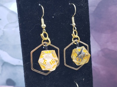 Gold Hex Dice Earrings Set #8