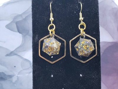 Gold Hex Dice Earrings Set #3