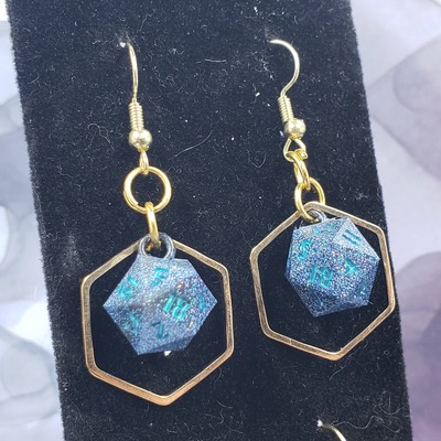 Gold hex dice earrings set #4