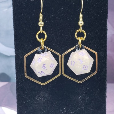 Gold hex dice earrings set #5