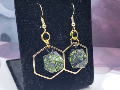 Gold Hex Dice Earrings Set #9