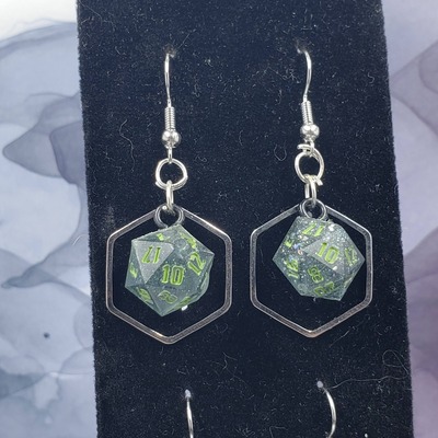 Silver hex dice earrings set #2 - Thumbnail 4