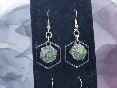 Silver Hex Dice Earrings Set #2