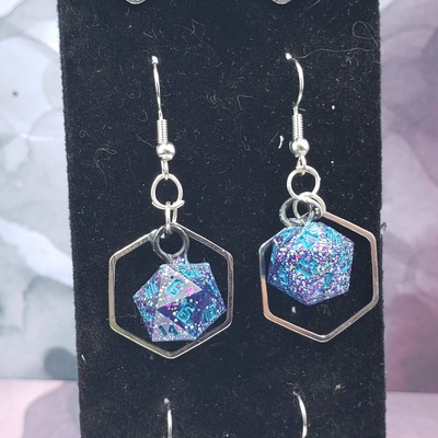 Silver hex dice earrings set #3 - Thumbnail 3