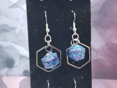 Silver Hex Dice Earrings Set #3
