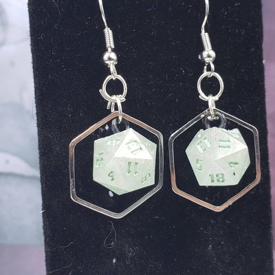 Silver hex dice earrings set #4 - Thumbnail 3