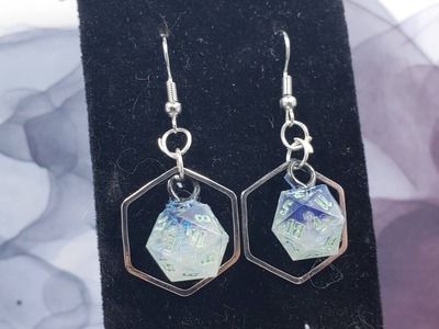 Silver Hex Dice Earrings Set #6