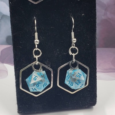 Silver hex dice earrings set #8 - Thumbnail 3