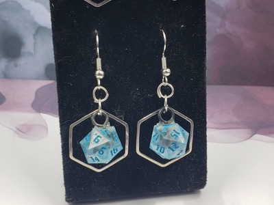 Silver Hex Dice Earrings Set #8