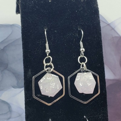 Silver hex dice earrings set #9 - Thumbnail 4