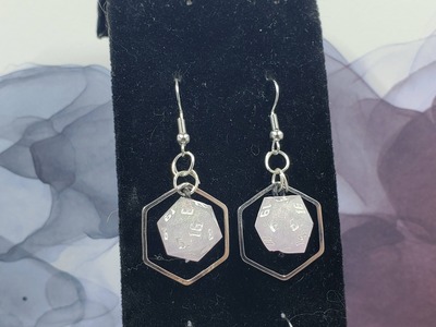 Silver Hex Dice Earrings Set #9