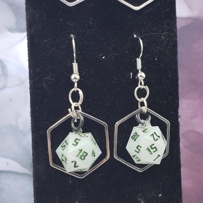 Silver hex dice earrings set #10 - Thumbnail 4
