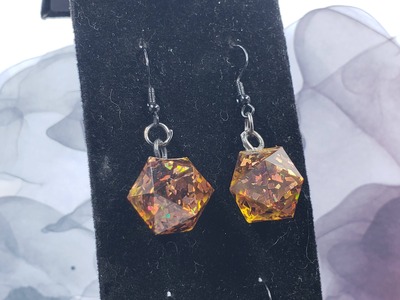 Deep Amber Dice Earrings