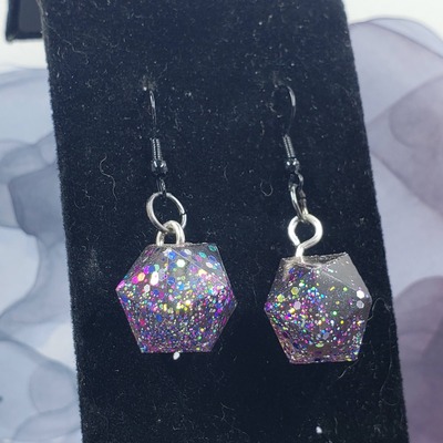 Midnight disco dice earrings