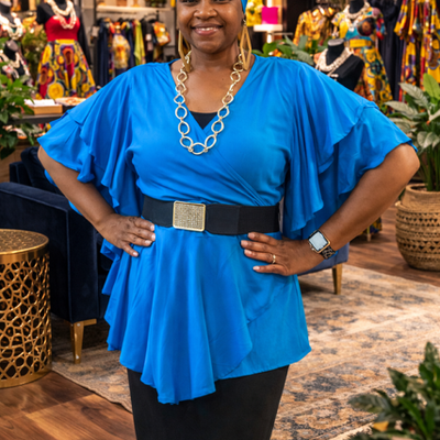 Regal wrap blouse (sky blue)