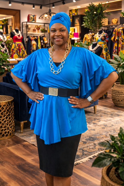 Regal Wrap Blouse (Sky Blue)