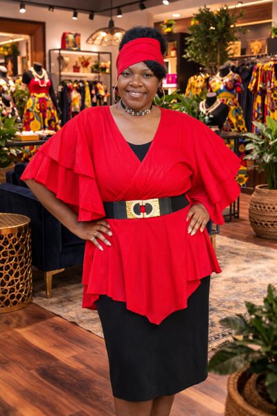 Regal Wrap Blouse (Red)