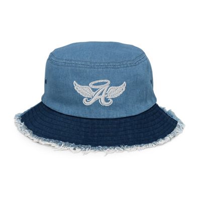 Angel distressed denim bucket hat