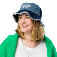 Angel distressed denim bucket hat - Thumbnail 7
