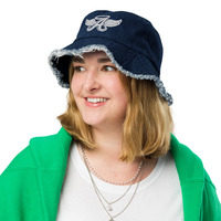 Angel distressed denim bucket hat - Thumbnail 8