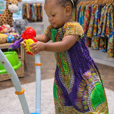 Purple dashiki toddler dress
