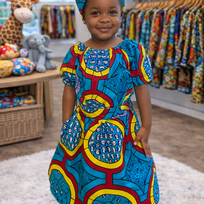 Toddler dress w/ headwrap & belt