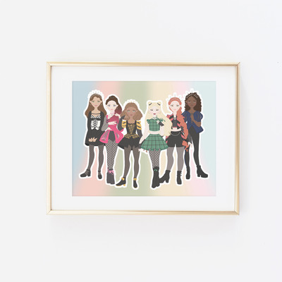 Six rainbow background print