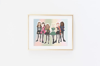 Six Rainbow Background Print