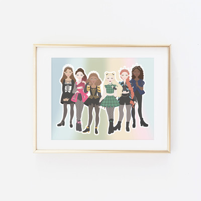 Six rainbow background print
