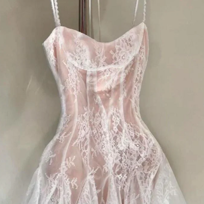 Elegant mini lace evening short prom dress 