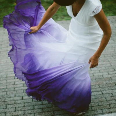 A line v neck ombre formal prom dress, wedding dress - Thumbnail 3