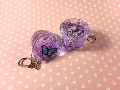 Purple Butterfly Pea Flower Tea Liquid Keychain