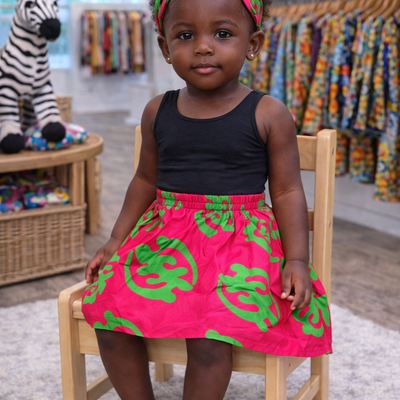 Pink supremacy toddler skirt w/ headwrap 