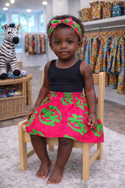 Pink Supremacy Toddler Skirt w/ Headwrap 