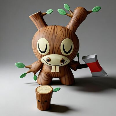  arttoy by amanda visell (kidrobot) "wood donkey (dunny 8")" 