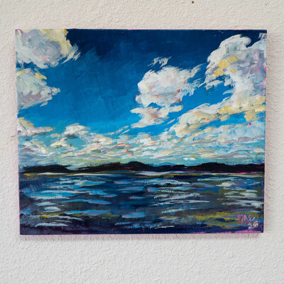 An afternoon start of a hike - small original painting