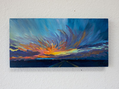 A Sunset along a Drive - Small Original Painting
