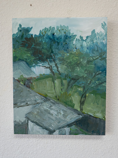 A Rainy Day Study from my Studio Window - Small Original Painting