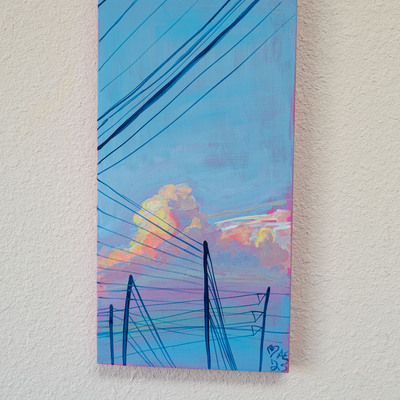 Sunset in south atx study - small original painting
