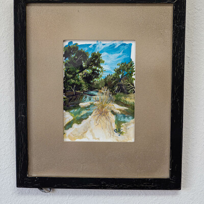 Chisholm trail crossing - framed original painting