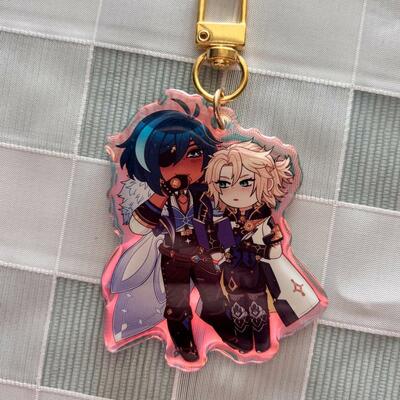 Kaeya and albedo 2.5" rainbow acrylic keychain